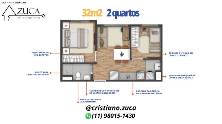 Imagem Apartamento com 2 Quartos à Venda,  em Jardim Silva Teles - São Paulo