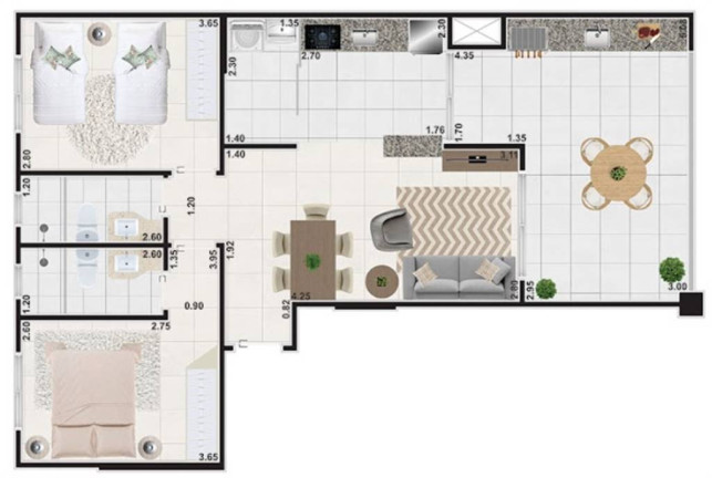 Apartamento com 2 Quartos à Venda, 80 m² em Guilhermina - Praia Grande