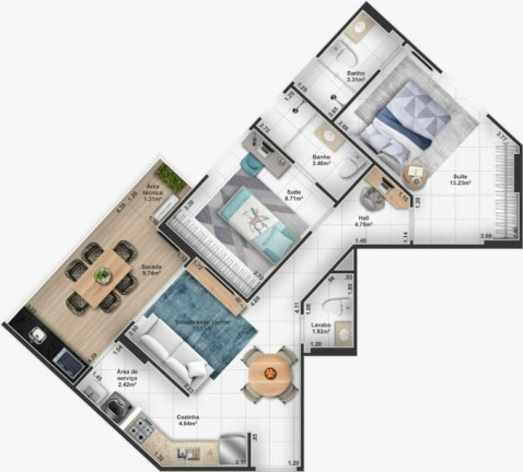 Imagem Apartamento com 2 Quartos à Venda, 74 m² em Guilhermina - Praia Grande