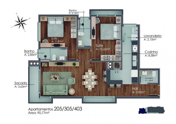 Imagem Apartamento com 1 Quarto à Venda, 54 m² em Av. Central - Gramado Imagem Apartamento com 1 Quarto à Venda, 54 m² em Av. Central - Gramado