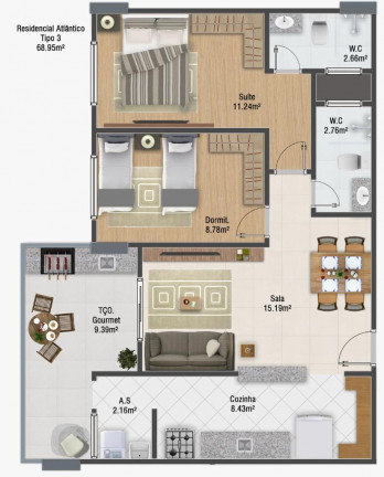 Imagem Apartamento com 2 Quartos à Venda, 77 m² em Vila Guilhermina - Praia Grande