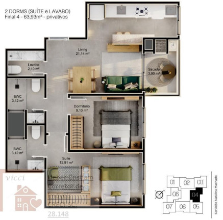 Imagem Apartamento com 2 Quartos à Venda, 61 m² em Cacupé - Florianópolis