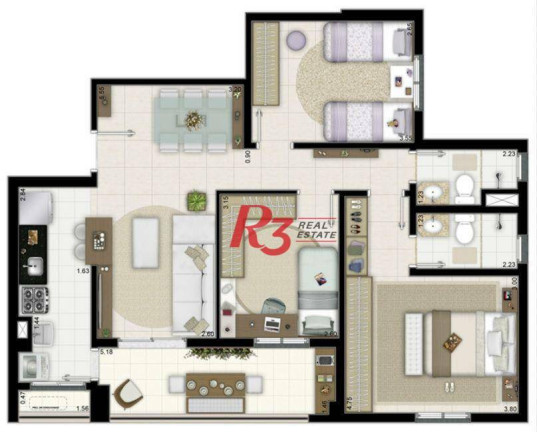 Imagem Apartamento com 3 Quartos à Venda ou Locação, 84 m² em Marapé - Santos