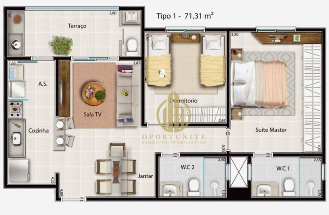 Imagem Apartamento com 2 Quartos à Venda, 71 m² em Bonfim Paulista - Ribeirão Preto