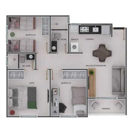 Imagem Apartamento com 3 Quartos à Venda, 64 m² em Bancários - João Pessoa Imagem Apartamento com 3 Quartos à Venda, 64 m² em Bancários - João Pessoa