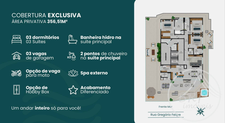 Imagem Apartamento com 3 Quartos à Venda, 356 m² em Barreiros - São José Imagem Apartamento com 3 Quartos à Venda, 356 m² em Barreiros - São José