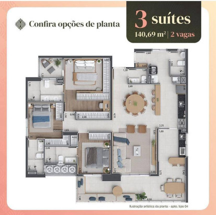 Imagem Apartamento com 3 Quartos à Venda, 140 m² em Bosque Flamboyant - Taubaté