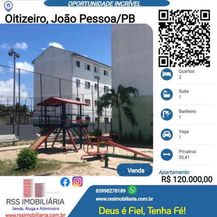 Apartamento com 2 Quartos à Venda, 50 m² em Oitizeiro - João Pessoa