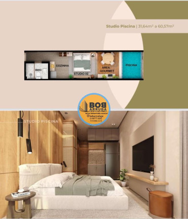 Imagem Imóvel com 1 Quarto à Venda, 27 m² em Carneiros - Tamandaré Imagem Imóvel com 1 Quarto à Venda, 27 m² em Carneiros - Tamandaré