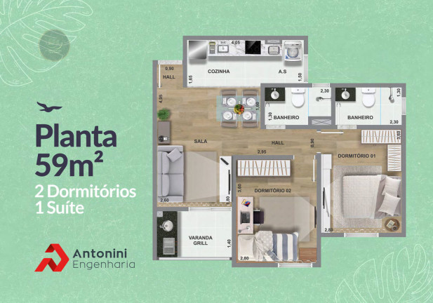 Imagem Apartamento com 2 Quartos à Venda, 59 m² em Vila Letonia - Nova Odessa