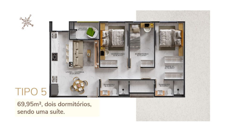 Imagem Apartamento com 3 Quartos à Venda, 69 m² em Morretes - Itapema