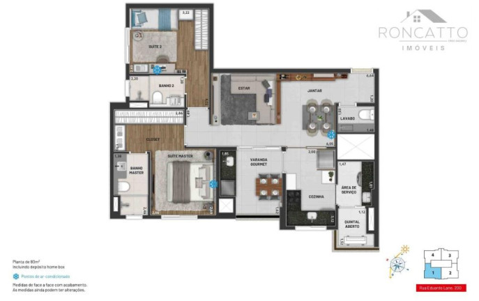 Imagem Apartamento com 2 Quartos à Venda, 80 m²