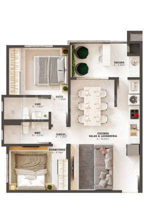 Imagem Apartamento com 2 Quartos à Venda, 74 m² em Gravatá - Navegantes Imagem Apartamento com 2 Quartos à Venda, 74 m² em Gravatá - Navegantes