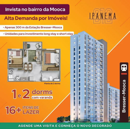 Apartamento com 2 Quartos à Venda, 36 m² em Mooca - São Paulo