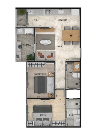 Imagem Apartamento com 2 Quartos à Venda, 59 m² em Guilhermina - Praia Grande