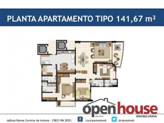 Imagem Apartamento com 3 Quartos à Venda, 141 m² em Capim Macio - Natal Imagem Apartamento com 3 Quartos à Venda, 141 m² em Capim Macio - Natal