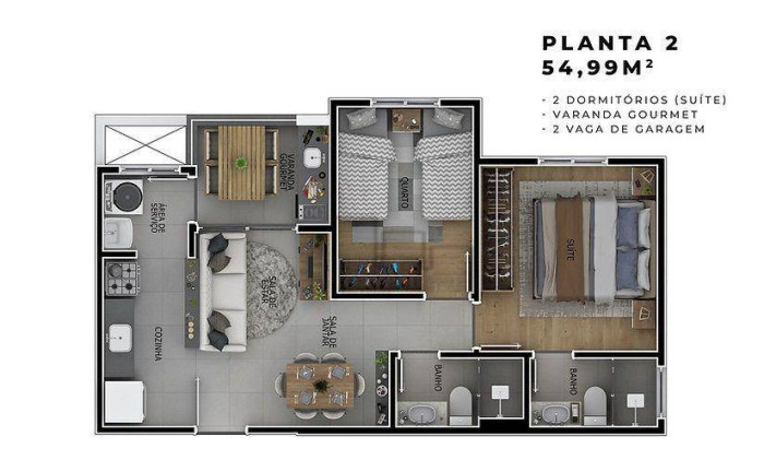 Apartamento com 2 Quartos à Venda, 54 m² em Parque Campolim - Sorocaba