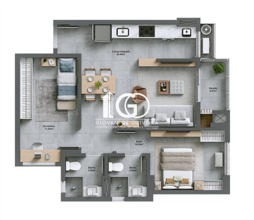 Imagem Apartamento com 2 Quartos à Venda, 66 m² em Comerciário - Criciúma Imagem Apartamento com 2 Quartos à Venda, 66 m² em Comerciário - Criciúma