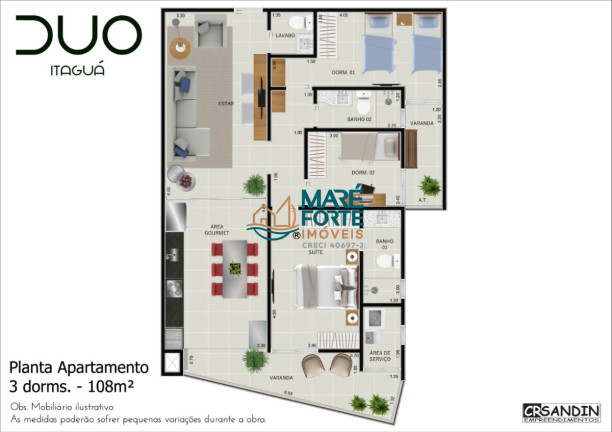 Apartamento com 3 Quartos à Venda, 108 m² em Itaguá - Ubatuba
