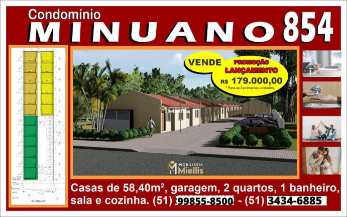 Casa com 2 Quartos à Venda, 58 m² em Minuano - Viamão