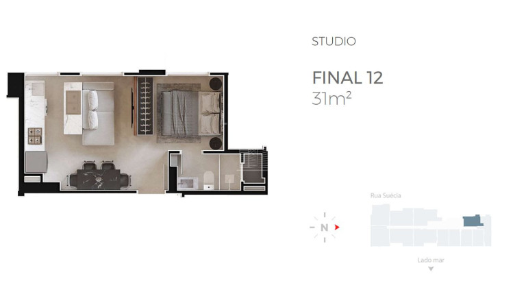 Imagem Imóvel com 1 Quarto à Venda, 48 m² em Praia Brava - Itajaí