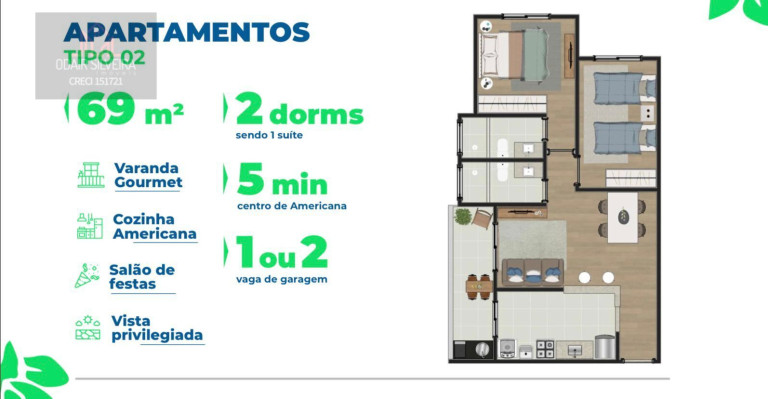 Imagem Apartamento com 2 Quartos à Venda, 69 m² em Jardim Dona Judith - Americana Imagem Apartamento com 2 Quartos à Venda, 69 m² em Jardim Dona Judith - Americana