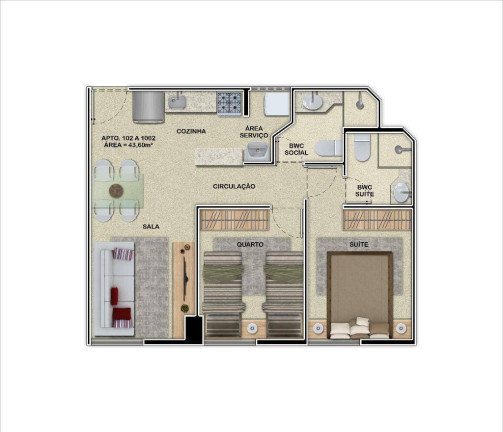 Apartamento com 2 Quartos à Venda, 43 m² em Boa Viagem - Recife