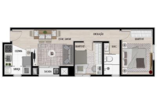 Imagem Apartamento com 2 Quartos à Venda, 44 m² em água Verde - Curitiba
