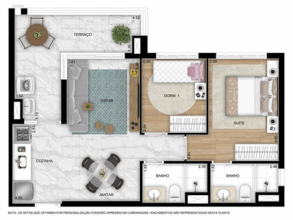 Apartamento com 2 Quartos à Venda, 128 m² em Conceição - São Paulo