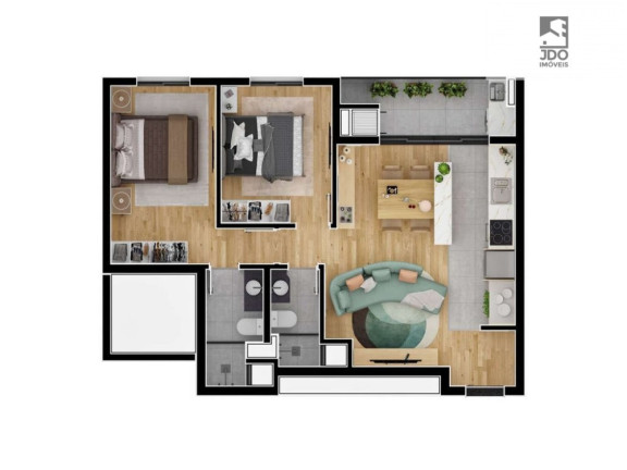 Imagem Apartamento com 2 Quartos à Venda, 61 m² em água Verde - Curitiba