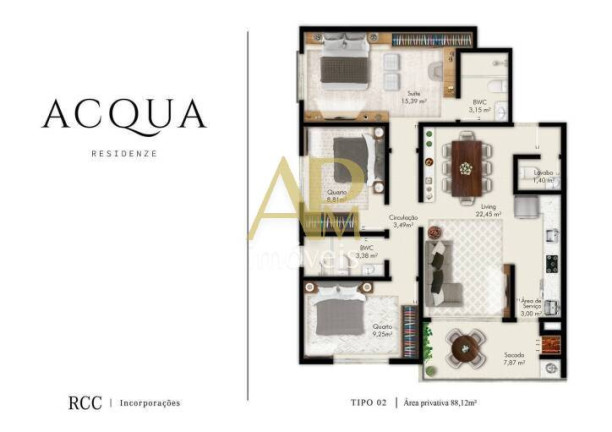 Imagem Apartamento com 3 Quartos à Venda, 88 m² em Pagani - Palhoça Imagem Apartamento com 3 Quartos à Venda, 88 m² em Pagani - Palhoça