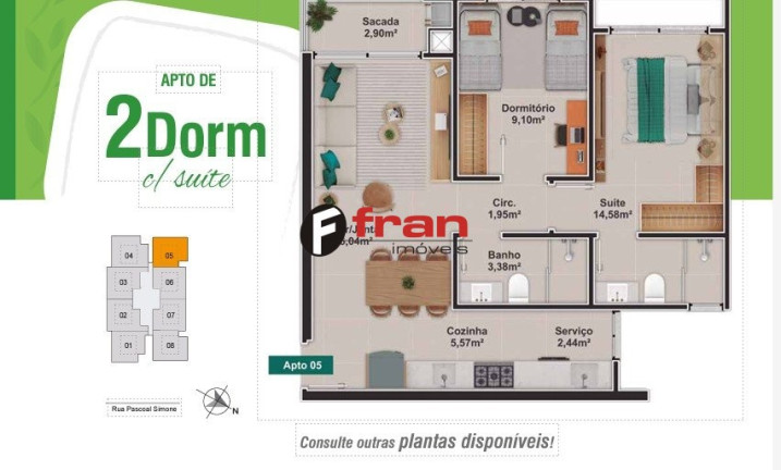 Imagem Apartamento com 2 Quartos à Venda, 64 m² em Coqueiros - Florianópolis Imagem Apartamento com 2 Quartos à Venda, 64 m² em Coqueiros - Florianópolis