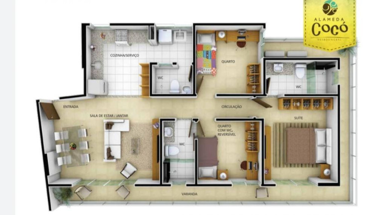 Imagem Apartamento com 3 Quartos à Venda, 104 m² em Cocó - Fortaleza Imagem Apartamento com 3 Quartos à Venda, 104 m² em Cocó - Fortaleza