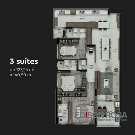 Apartamento com 3 Quartos à Venda, 135 m² em Nossa Senhora Do Rosário - São José