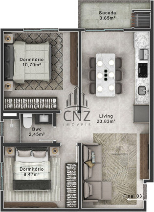 Imagem Apartamento com 2 Quartos à Venda, 46 m² em São Pedro - Brusque Imagem Apartamento com 2 Quartos à Venda, 46 m² em São Pedro - Brusque