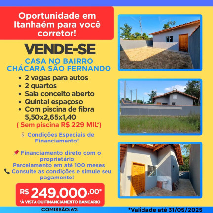 Imagem Casa com 2 Quartos à Venda, em São Fernando (chácaras) - Itanhaém Imagem Casa com 2 Quartos à Venda, em São Fernando (chácaras) - Itanhaém
