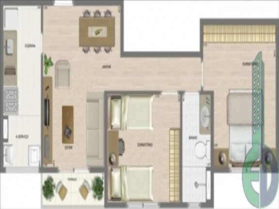 Imagem Imóvel com 2 Quartos à Venda, 52 m² em Vila Homero Thon - Santo André Imagem Imóvel com 2 Quartos à Venda, 52 m² em Vila Homero Thon - Santo André