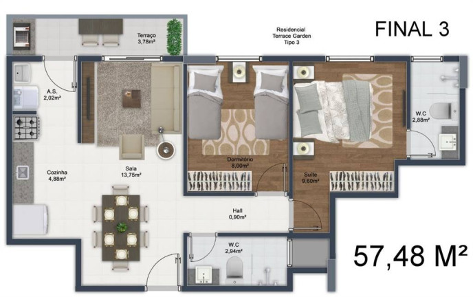 Imagem Apartamento com 2 Quartos à Venda, 57 m² em Mirim - Praia Grande