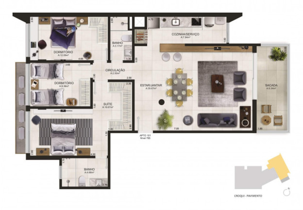 Imagem Apartamento com 3 Quartos à Venda, 102 m² em Torres - Torres Imagem Apartamento com 3 Quartos à Venda, 102 m² em Torres - Torres