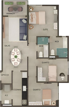 Imagem Apartamento com 2 Quartos à Venda, 56 m² em Bancários - João Pessoa