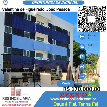 Apartamento com 2 Quartos à Venda, 50 m² em Valentina De Figueiredo - João Pessoa