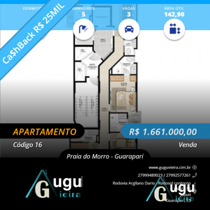 Imagem Apartamento com 1 Quarto à Venda,  em Guarapari