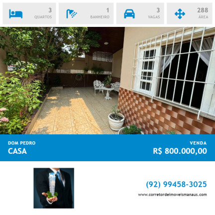 Imagem Casa com 3 Quartos à Venda, 288 m² em Dom Pedro - Manaus Imagem Casa com 3 Quartos à Venda, 288 m² em Dom Pedro - Manaus