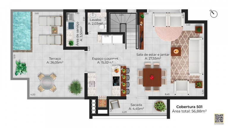 Imagem Cobertura com 3 Quartos à Venda, 139 m² em Duque De Caxias - Santa Maria Imagem Cobertura com 3 Quartos à Venda, 139 m² em Duque De Caxias - Santa Maria