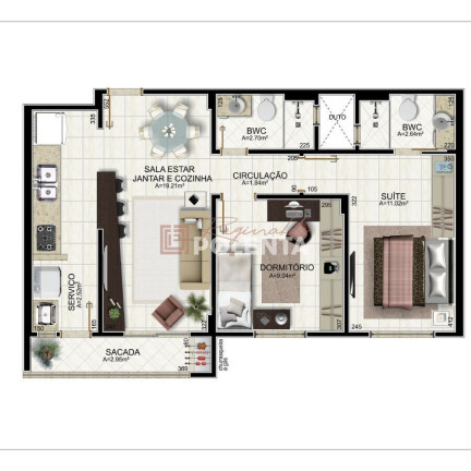 Imagem Apartamento com 2 Quartos à Venda, 63 m² em Santa Bárbara - Criciúma