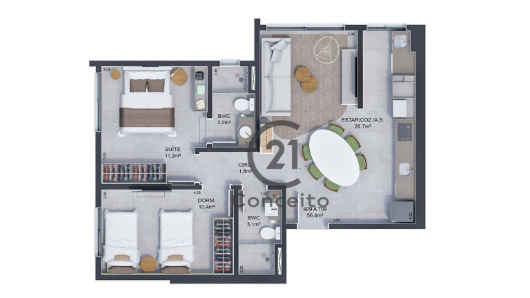 Imagem Apartamento com 2 Quartos à Venda, 66 m² em Estreito - Florianópolis
