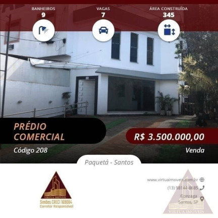 Imagem Imóvel Comercial à Venda, 345 m² em Paquetá - Santos Imagem Imóvel Comercial à Venda, 345 m² em Paquetá - Santos