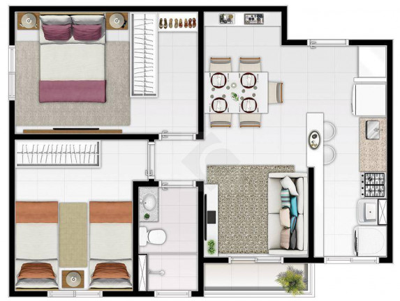 Imagem Apartamento com 2 Quartos para Alugar, 51 m² em Condomínio Villa Helvetia - Indaiatuba Imagem Apartamento com 2 Quartos para Alugar, 51 m² em Condomínio Villa Helvetia - Indaiatuba