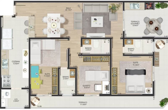 Imagem Apartamento com 3 Quartos à Venda, 116 m² em Guilhermina - Praia Grande