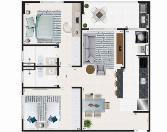 Imagem Apartamento com 2 Quartos à Venda, 72 m² em Guilhermina - Praia Grande